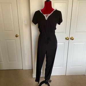 Black short sleeved romper